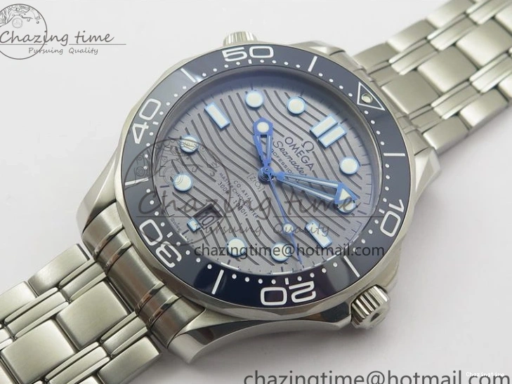 0401 Seamaster Diver 300M ORF 1:1 Best Edition Blue Ceramic Gray Dial on SS Bracelet A HighQuality 7867